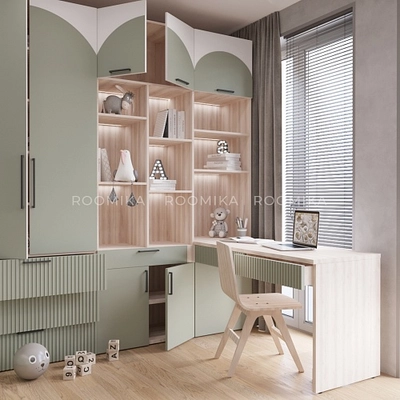 Ниша с рабочей зоной, фрезерованные фасады в эмали LE425 L/R