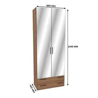 Шкаф двустворчатый с ящиками и с зеркалом L-211.44Z