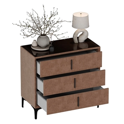 Комод мягкий, стекло прозрачное, ножки черные ГРЕЙС793