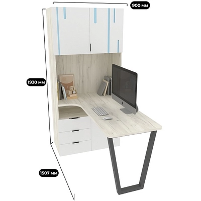 Cтол-стеллаж, фрезерованные фасады в эмали LE402 L/R