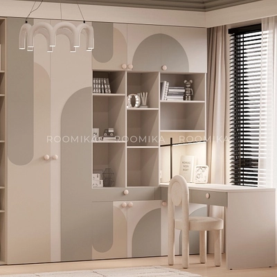 Шкаф двухдверный узкий, фрезерованные фасады в эмали LE210.44-1