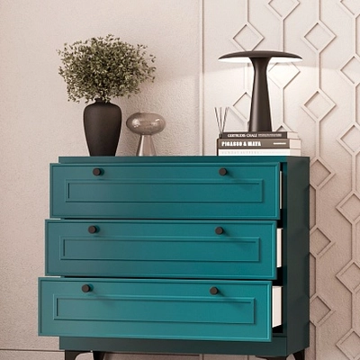 Комод с ящиками узкий  с эмалевой столешницей и боковинами A703.40ESB