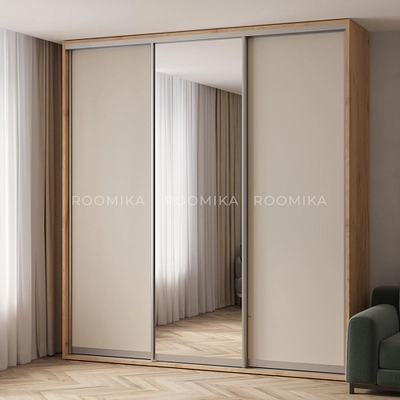 Шкаф-купе ХG240.60-3, профиль INTEGRO, фасад МДФ/зеркало серебро