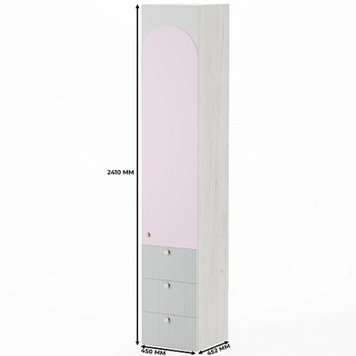 Шкаф однодверный с ящиками, фасады в эмали LE223