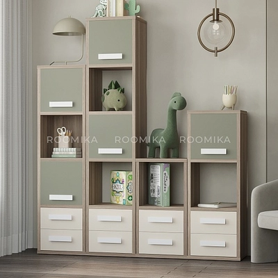 Стеллаж сквозной книжный на 14 ниш с ящиками E802,E803,E804,E805