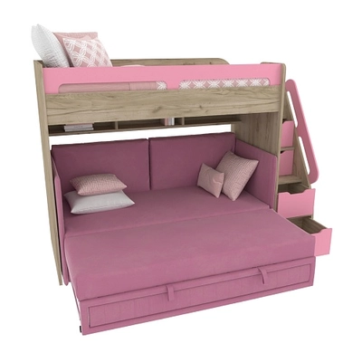 Кровать-чердак E977 с диваном Бергамо, 90x200 L/R