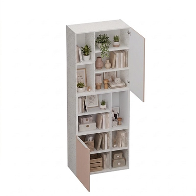 Шкаф книжный с нишей, фасады в эмали LE227 L/R