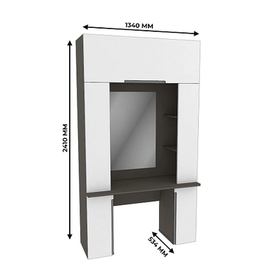 Стол туалетный с секцией и зеркалом, фасады в эмали LE404.44