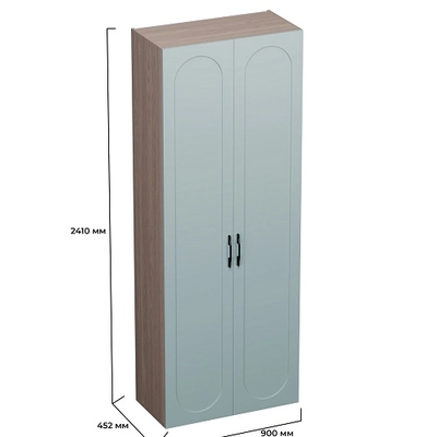 Шкаф двухдверный узкий, фрезерованные фасады в эмали LE210.44-1