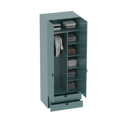 Шкаф 2 дверный с ящиками, фрезерованные фасады в эмали LE211.60