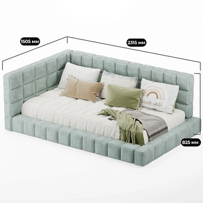 Кровать полутороспальная мягкая с ортопедической решеткой КВАДРО, 120х200