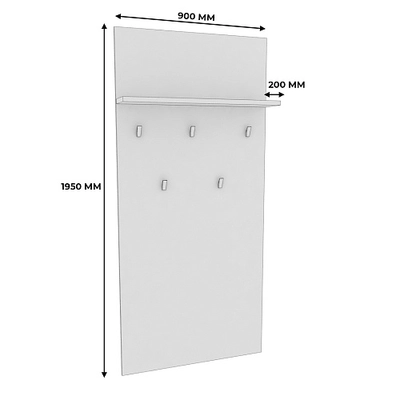 Панель широкая с полкой и крючками L177
