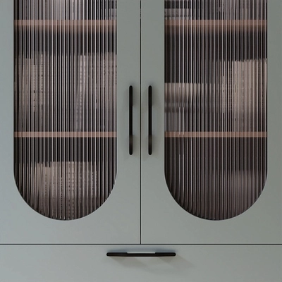 Шкаф двухдверный узкий, фрезерованные фасады в эмали LE210.44-1