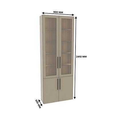 Шкаф книжный со стеклом L240 с подсветкой