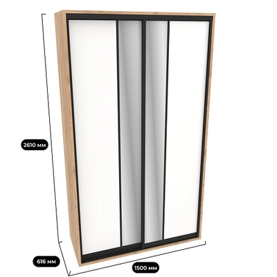 Шкаф-купе ХG150.60-2, профиль INTEGRO, фасад МДФ/зеркало серебро