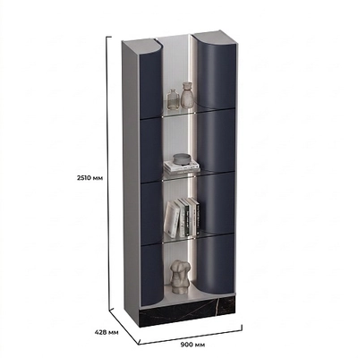 Стеллаж напольный радиусный с подсветкой TG730.90.200
