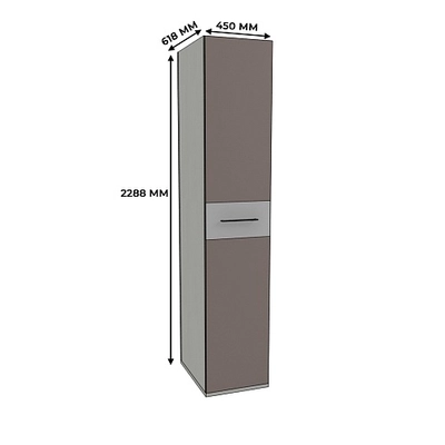 Шкаф одностворчатый узкий со вставкой, фасады МДФ CG-220.60