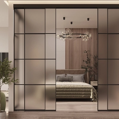 Перегородка для зониования пространства, стекло Сатинато GRACE 19