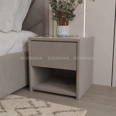 Тумба прикроватная мягкая, стекло прозрачное САНРАЙС 751