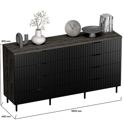 Комод, фрезерованные фасады в эмали LE728.45