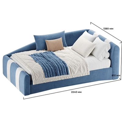 Кровать односпальная мягкая с ящиком для белья ТОКИО с полосками, 90x190