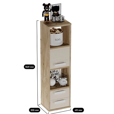 Cтеллаж сквозной книжный на 4 ниши с фасадом E804