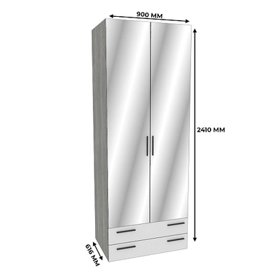 Шкаф двустворчатый с ящиками с зеркалом LG-211.60Z