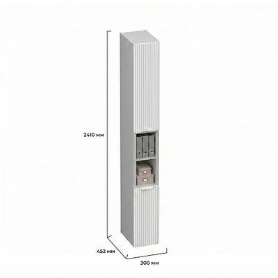 Шкаф книжный с нишей узкий, фасады в эмали LE226.300