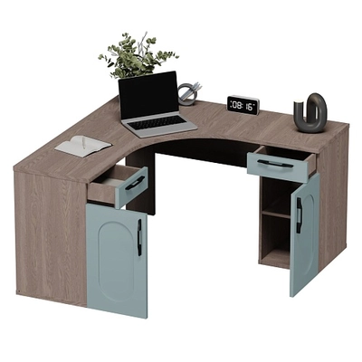 Cтол угловой равносторонний, фрезерованные фасады в эмали LE716