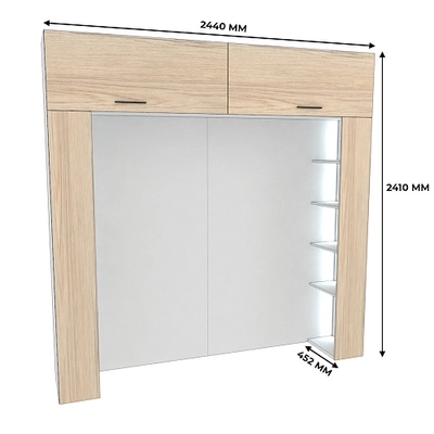 Ниша для кровати с секциями с подсветкой L407.44
