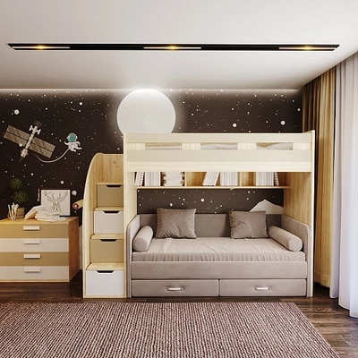 Кровать двухъярусная с диваном для подростка