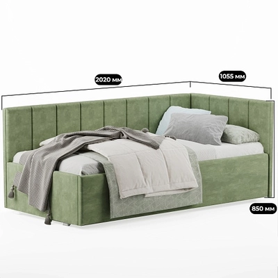 Кровать с подъемным механизмом и ящиком для белья ЛАЙН М1