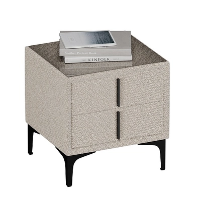 Тумба прикроватная мягкая, стекло прозрачное, ножки черные ГРЕЙС752