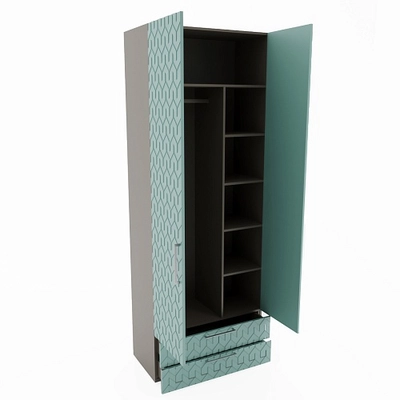 Шкаф 2 дверный с ящиками, фрезерованные фасады в эмали LE211.44