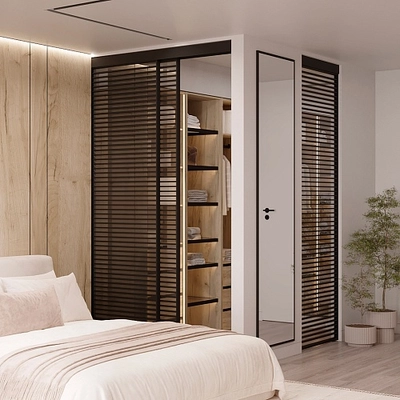 Составная стеклянная перегородка для гардеробной GRACE 21