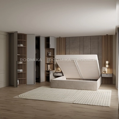 Мягкая кровать-подиум с коробом для хранения, 200x200