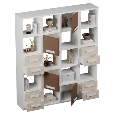 Стеллаж сквозной книжный на 15 ниш с ящиками E805,E810