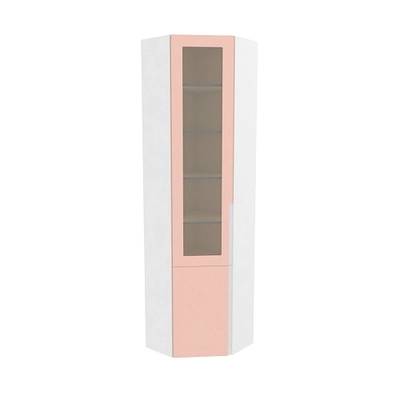 Шкаф угловой книжный со стеклом, фасады в эмали LE247 с подсветкой