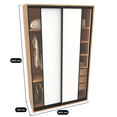 Шкаф-купе ХG160.60-1, профиль INTEGRO, фасад МДФ/стекло прозрачное