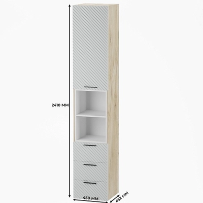 Шкаф однодверный с нишей и ящиками, фасады в эмали LE224