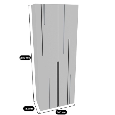 Шкаф двухдверный узкий, фрезерованные фасады в эмали LE210.44-1