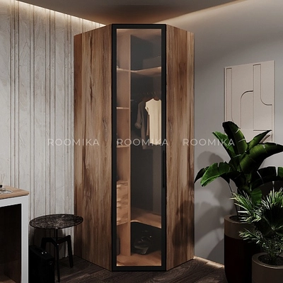 Шкаф угловой со стеклянным фасадом с подсветкой R218