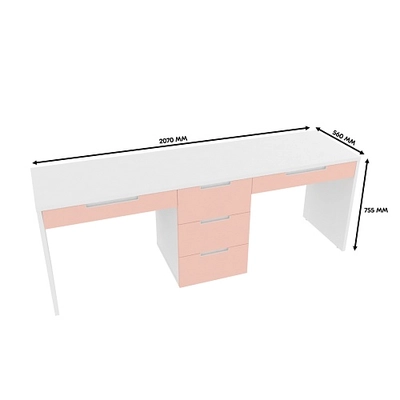 Cтол прямой на 2 рабочих места, фасады в эмали LE718.2