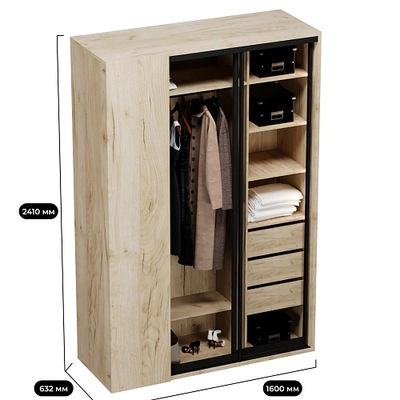 Шкаф-купе ХG161.60-1 L/R, профиль INTEGRO, стекло прозрачное, с подсветкой