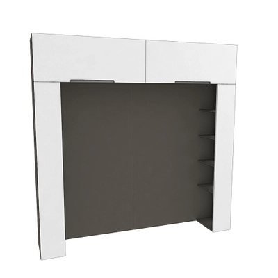 Ниша для кровати с секциями с подсветкой, фасады в эмали LE407.44