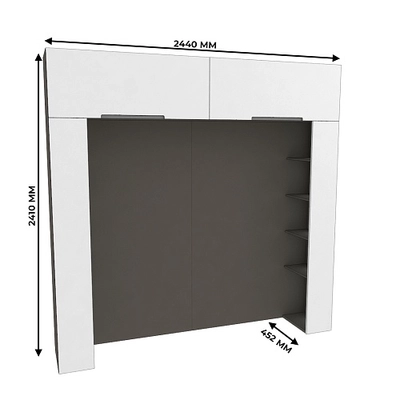 Ниша для кровати с секциями с подсветкой, фасады в эмали LE407.44