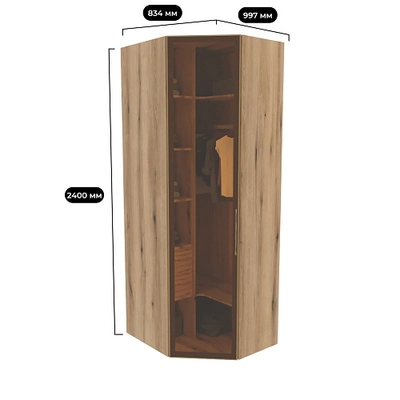 Шкаф угловой со стеклянным фасадом с подсветкой R218