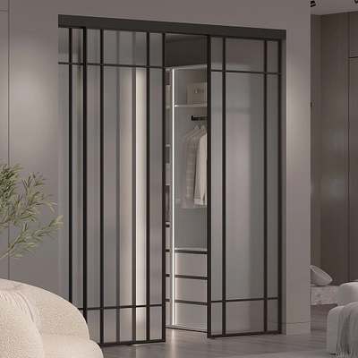 Сатинированная перегородка для гардеробной, стекло Сатинато GRACE 16