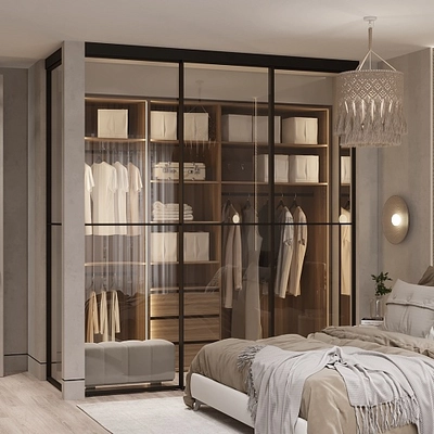 Составная перегородка из стекла для спальни GRACE 5