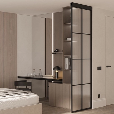 Стеклянная перегородка для зонирования квартиры студии, стекло Эстриадо GRACE 12